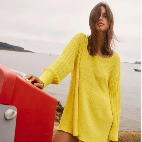 24. Free People Delancey Babydoll Peplum Sweater in Beige - Picture 10 of 12